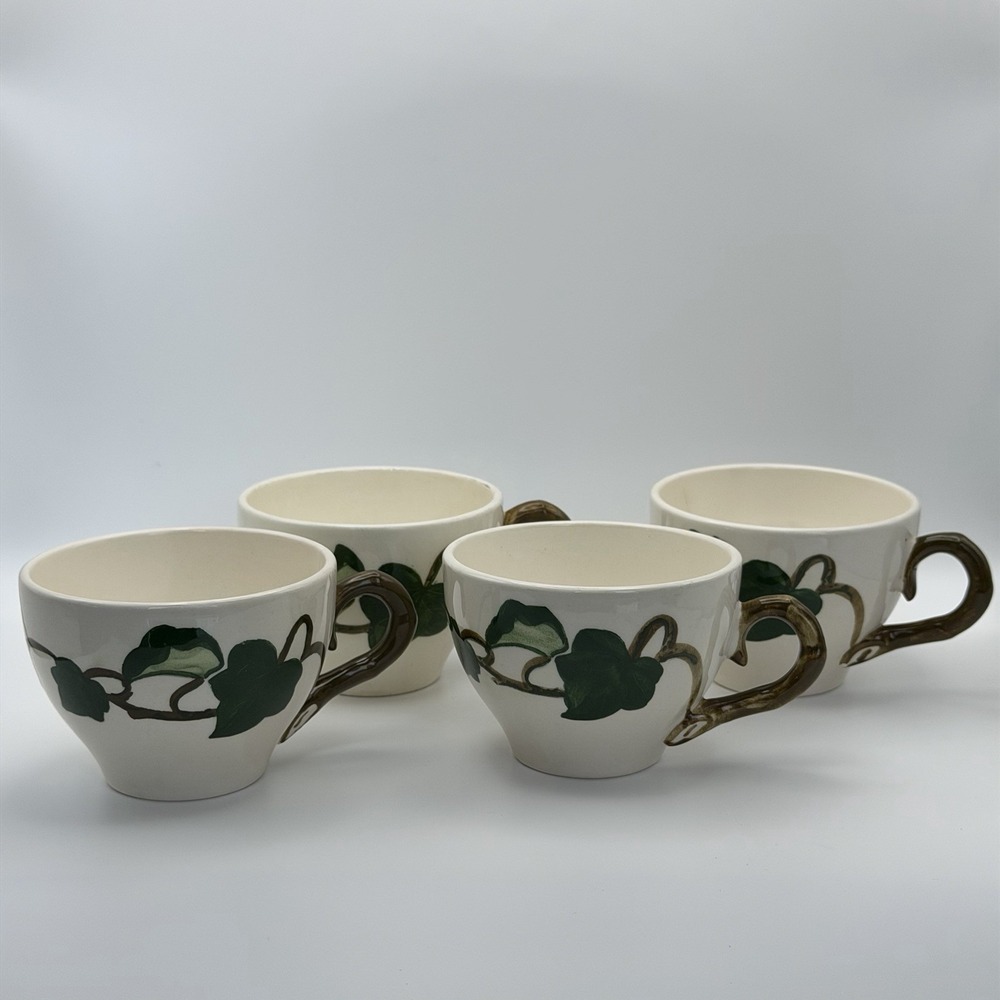 Metlox Poppytrail Ivy Cups Set of 4 Vintage California Pottery Green